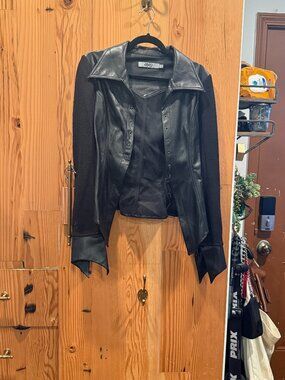 Ajai Leather Shirt with Black Sleeves